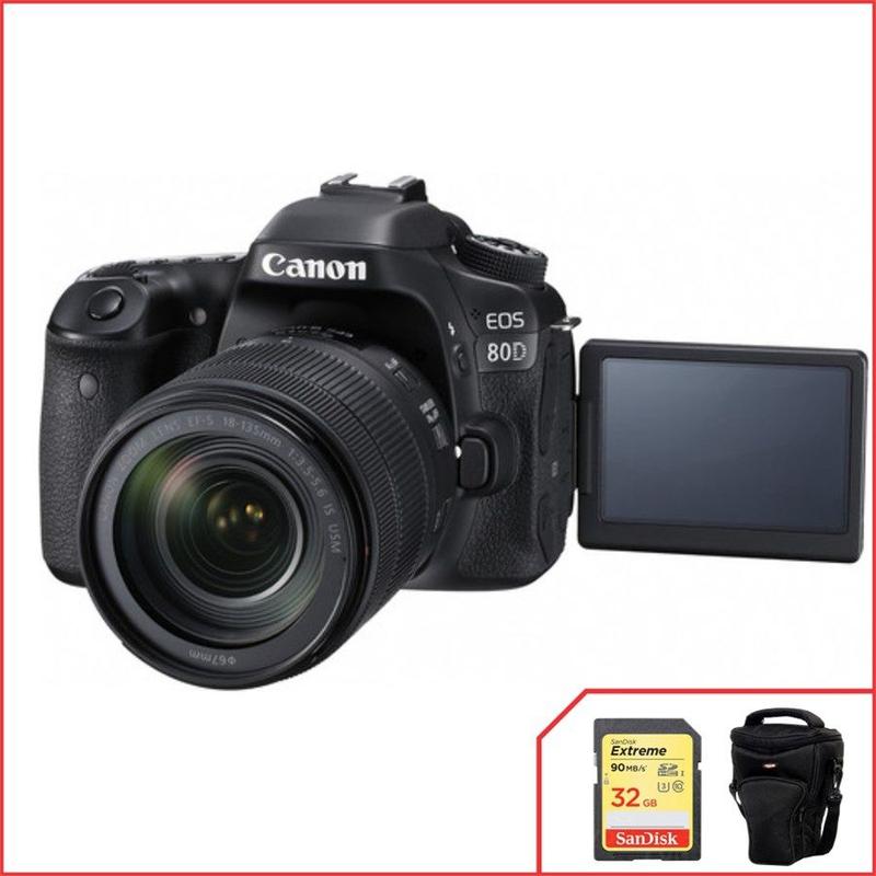 Kit Canon Eos 80d Com 18-135mm F/3.5-5.6 Is Nano Usm - Câmera Semi